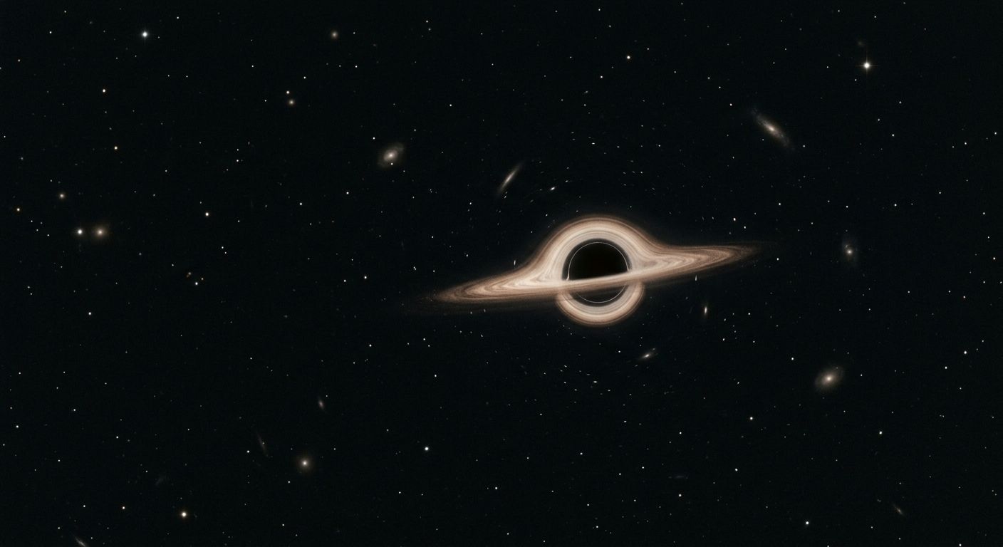 A distant black hole surrounded by stars and galaxies