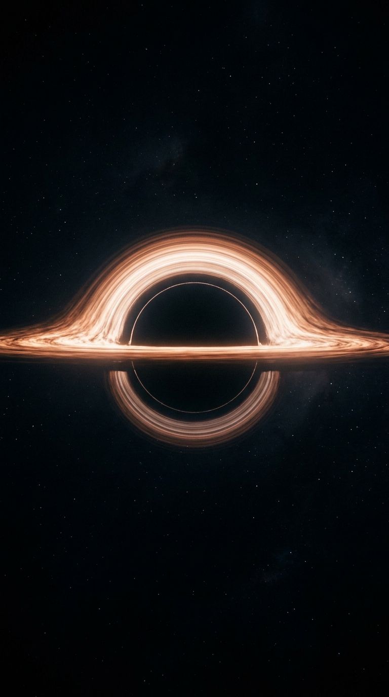 A side view of a black hole and its bright accretion disk